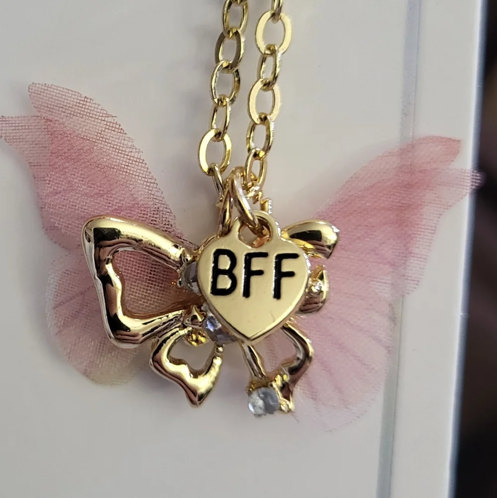 Ruby & Ry BFF Butterfly Necklaces - Gold‎ with Pink and Blue Wings